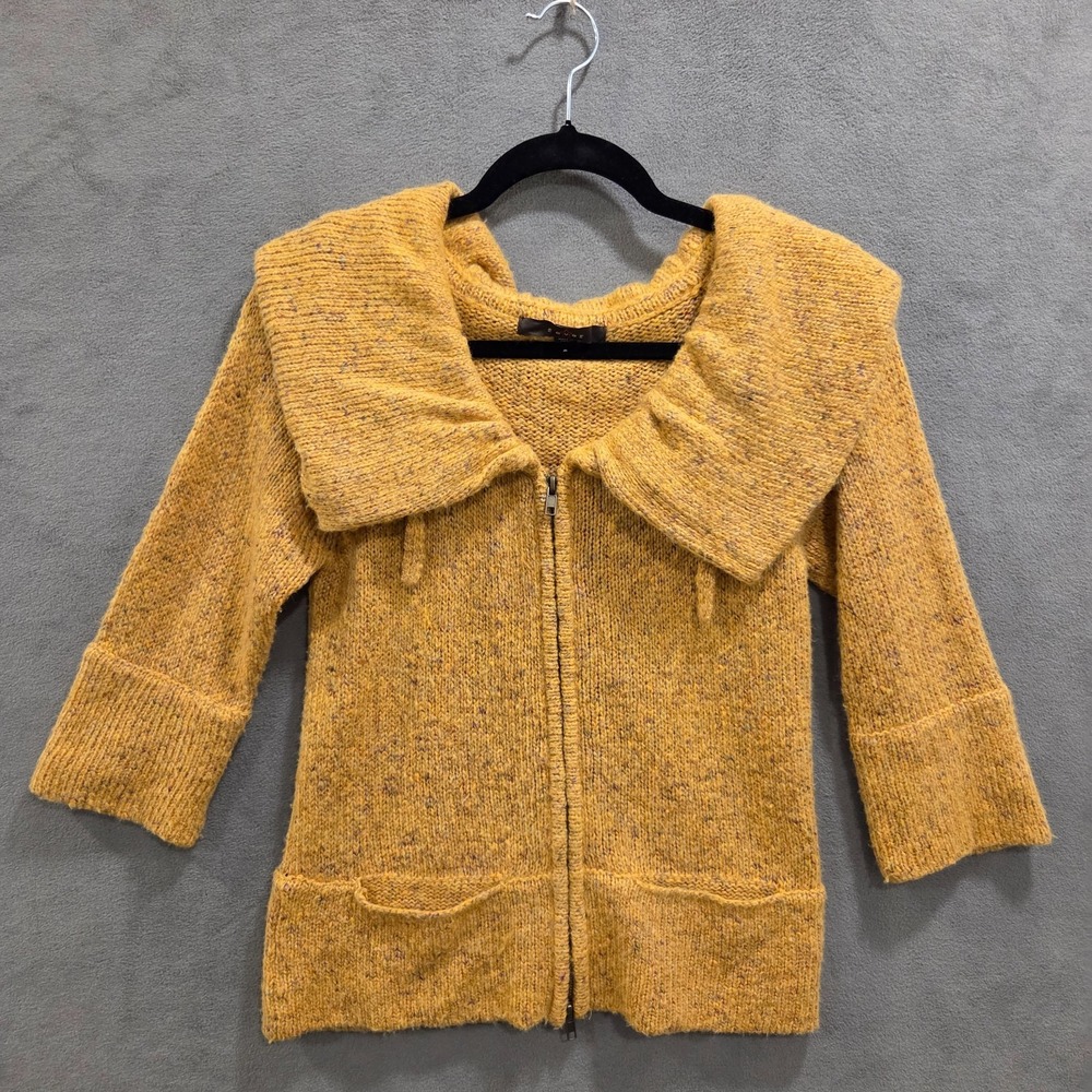 Fever Collared Full Zip Cardigan‎ Sweater Women's Size Small Bubble Collar Boho